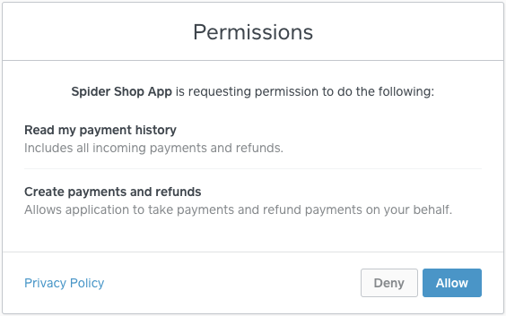 Oauth permission form